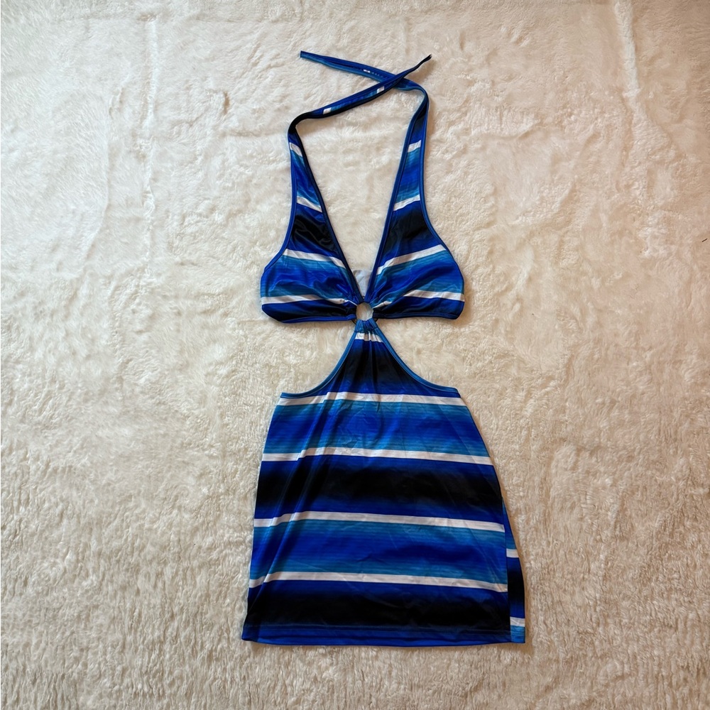 Elegant Blue Striped Chemise